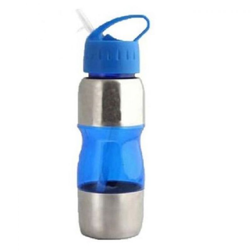Pack of 3 Steel Water Bottles with Straw - Multicolour